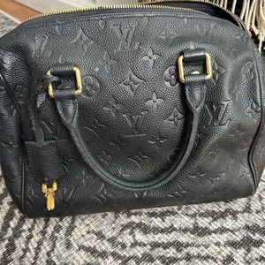 Louis Vuitton Speedy Bandouliere Bag Monogram Empreinte Leather 25 Blue